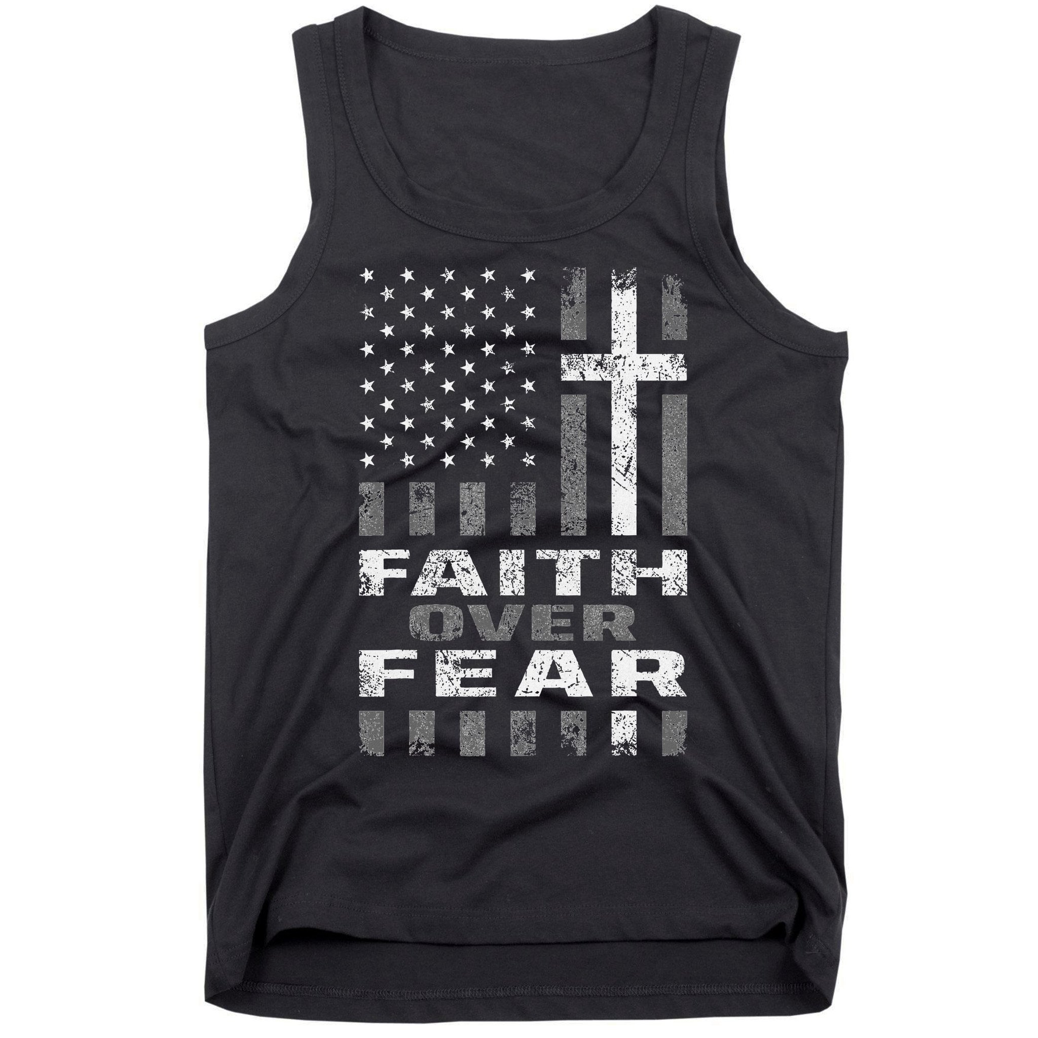 Faith Over Fear Christian Patriotism With Us Flag Tank Top