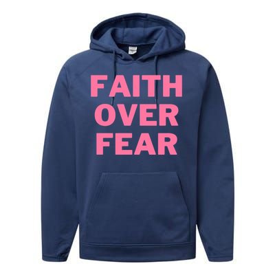 Faith Over Fear Breast Cancer Awareness Performance Fleece Hoodie