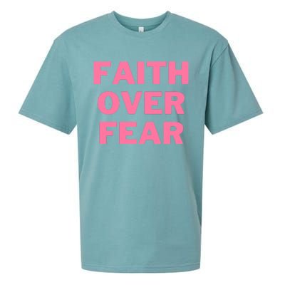 Faith Over Fear Breast Cancer Awareness Sueded Cloud Jersey T-Shirt