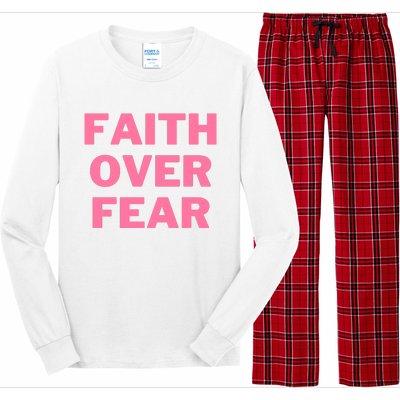 Faith Over Fear Breast Cancer Awareness Long Sleeve Pajama Set