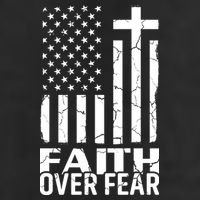Faith Over Fear Conservative Christian US Flag 7 Panel Mesh Trucker Snapback Hat