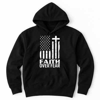 Faith Over Fear Conservative Christian US Flag Hoodie
