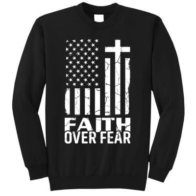 Faith Over Fear Conservative Christian US Flag Sweatshirt