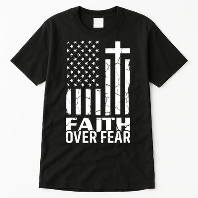 Faith Over Fear Conservative Christian US Flag Tall T-Shirt