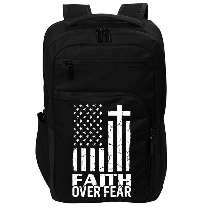 Faith Over Fear Conservative Christian US Flag Impact Tech Backpack