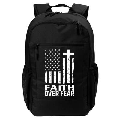 Faith Over Fear Conservative Christian US Flag Backpack