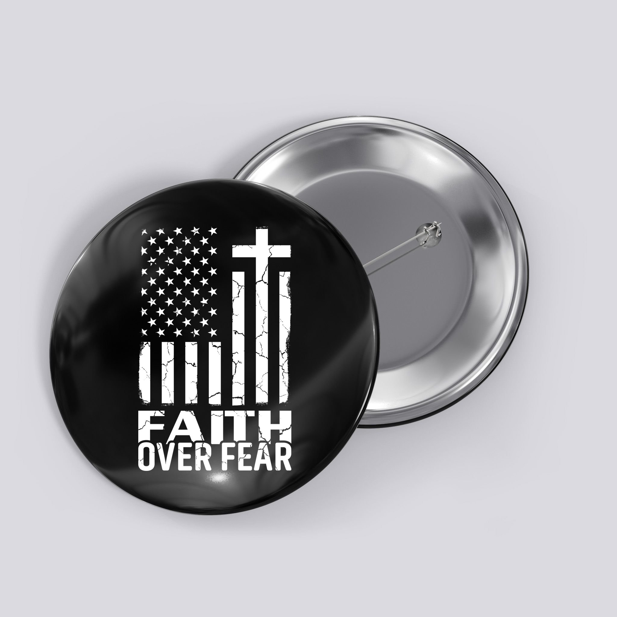 Faith Over Fear Conservative Christian US Flag Button