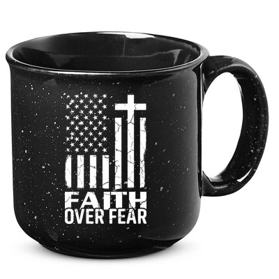 Faith Over Fear Conservative Christian US Flag 15oz Campfire Ceramic Mug