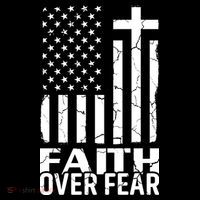 Faith Over Fear Conservative Christian US Flag Drawstring Bag