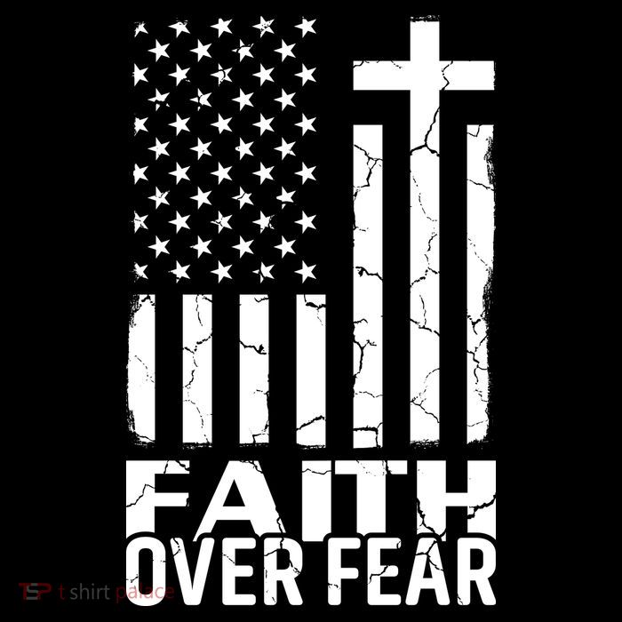 Faith Over Fear Conservative Christian US Flag Drawstring Bag