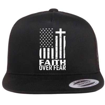 Faith Over Fear Conservative Christian US Flag Flatbill Hat