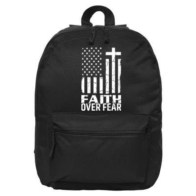 Faith Over Fear Conservative Christian US Flag 16 in Basic Backpack