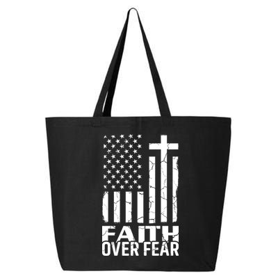 Faith Over Fear Conservative Christian US Flag 25L Jumbo Tote