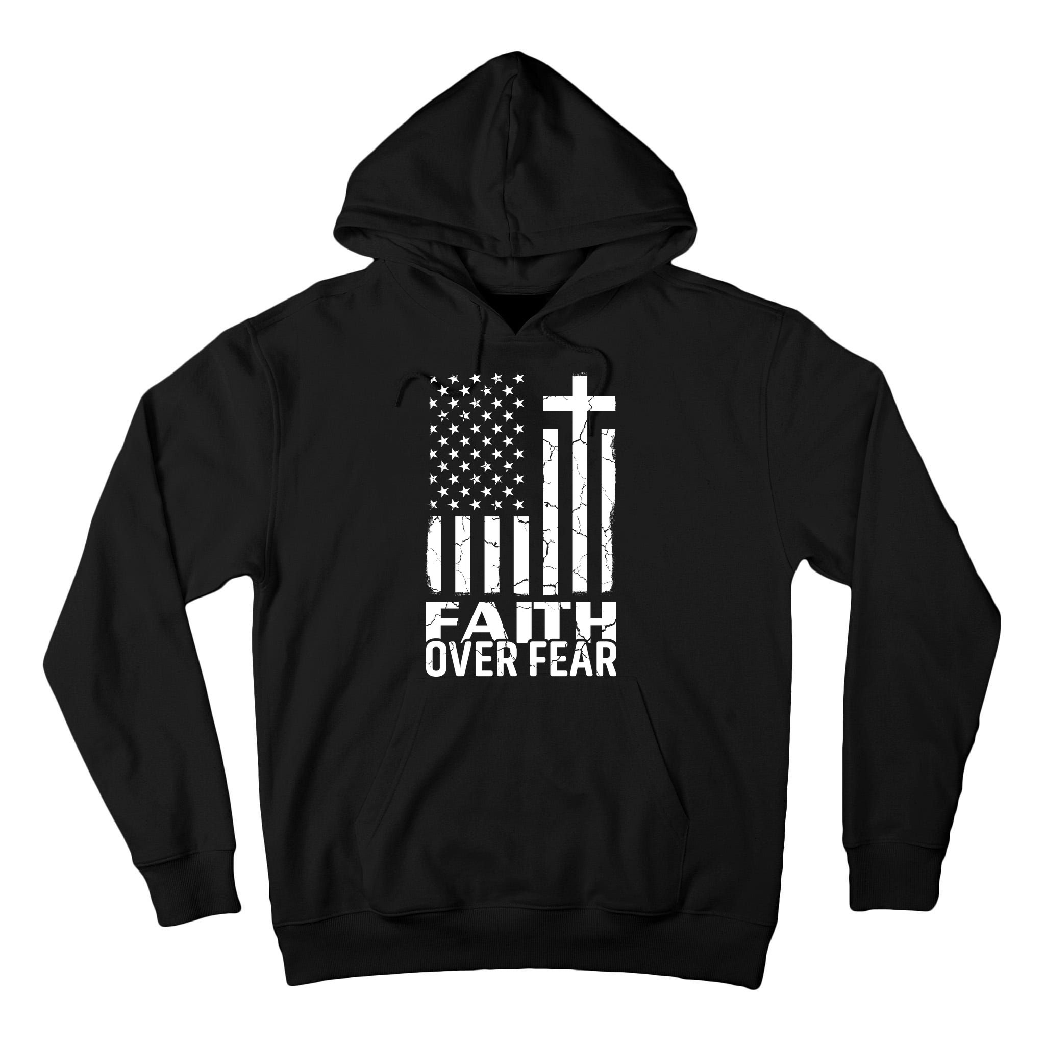 Faith Over Fear Conservative Christian US Flag Tall Hoodie