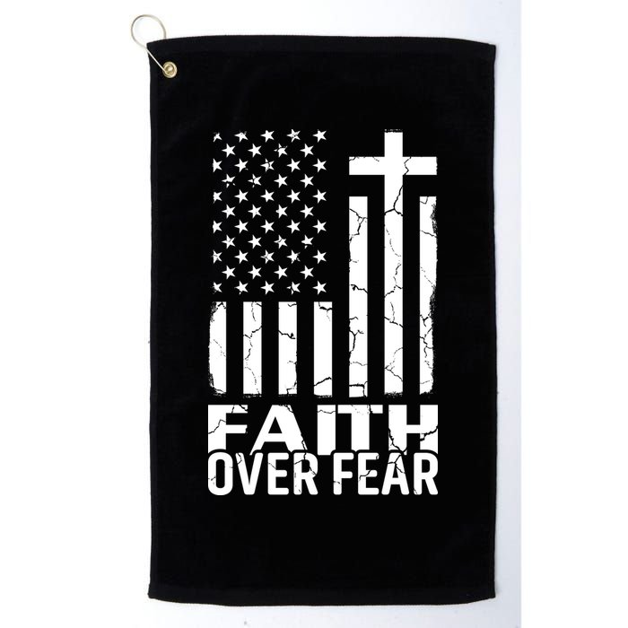 Faith Over Fear Conservative Christian US Flag Golf Towel