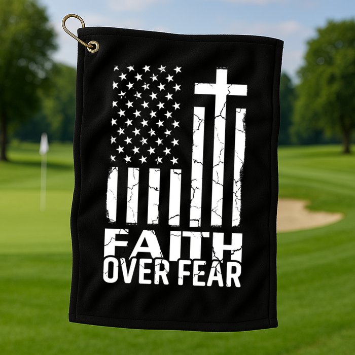 Faith Over Fear Conservative Christian US Flag Golf Towel
