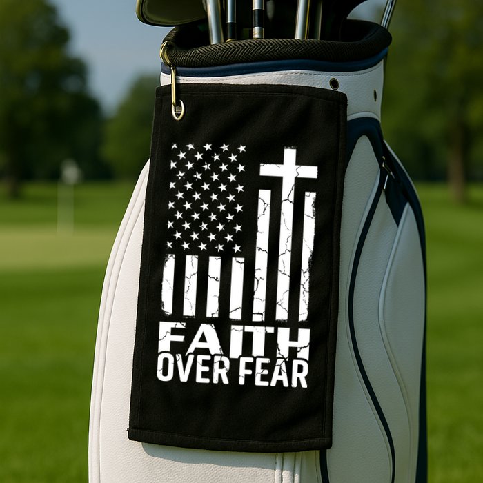 Faith Over Fear Conservative Christian US Flag Golf Towel