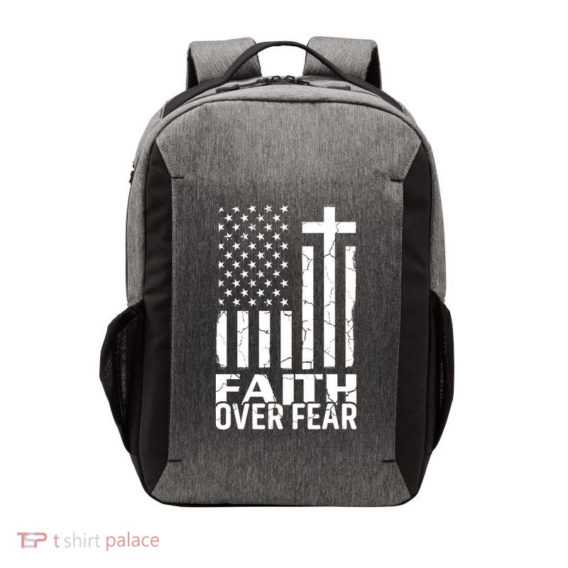 Faith Over Fear Conservative Christian US Flag Vector Backpack
