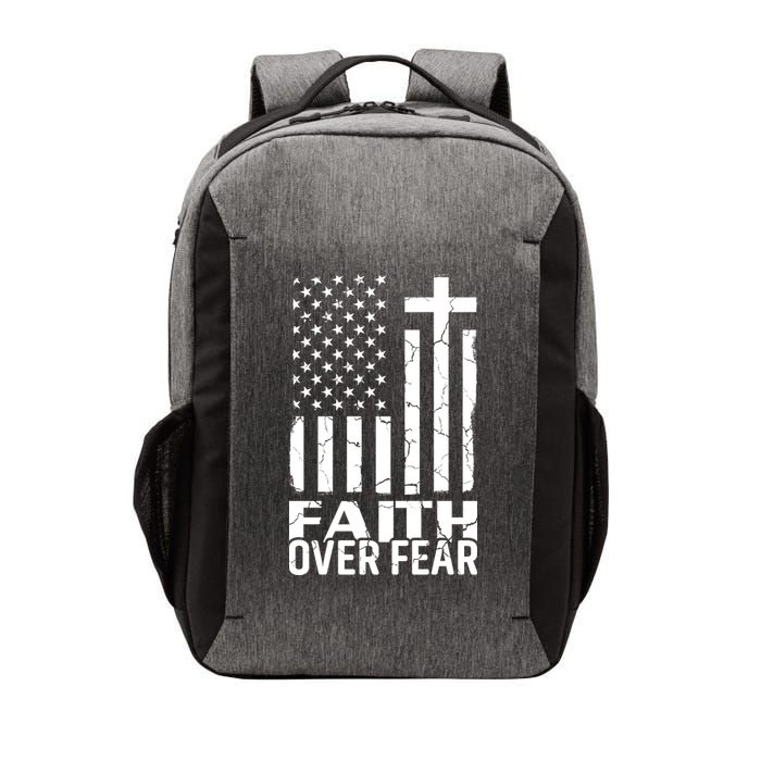 Faith Over Fear Conservative Christian US Flag Vector Backpack