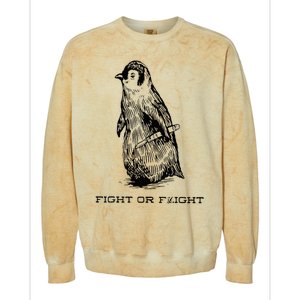 Fight or Flight Funny Penguin Pun Fight Or Flight Meme Colorblast Crewneck Sweatshirt