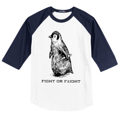 Fight or Flight Funny Penguin Pun Fight Or Flight Meme Baseball Sleeve Shirt