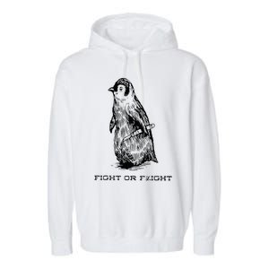 Fight or Flight Funny Penguin Pun Fight Or Flight Meme Garment-Dyed Fleece Hoodie