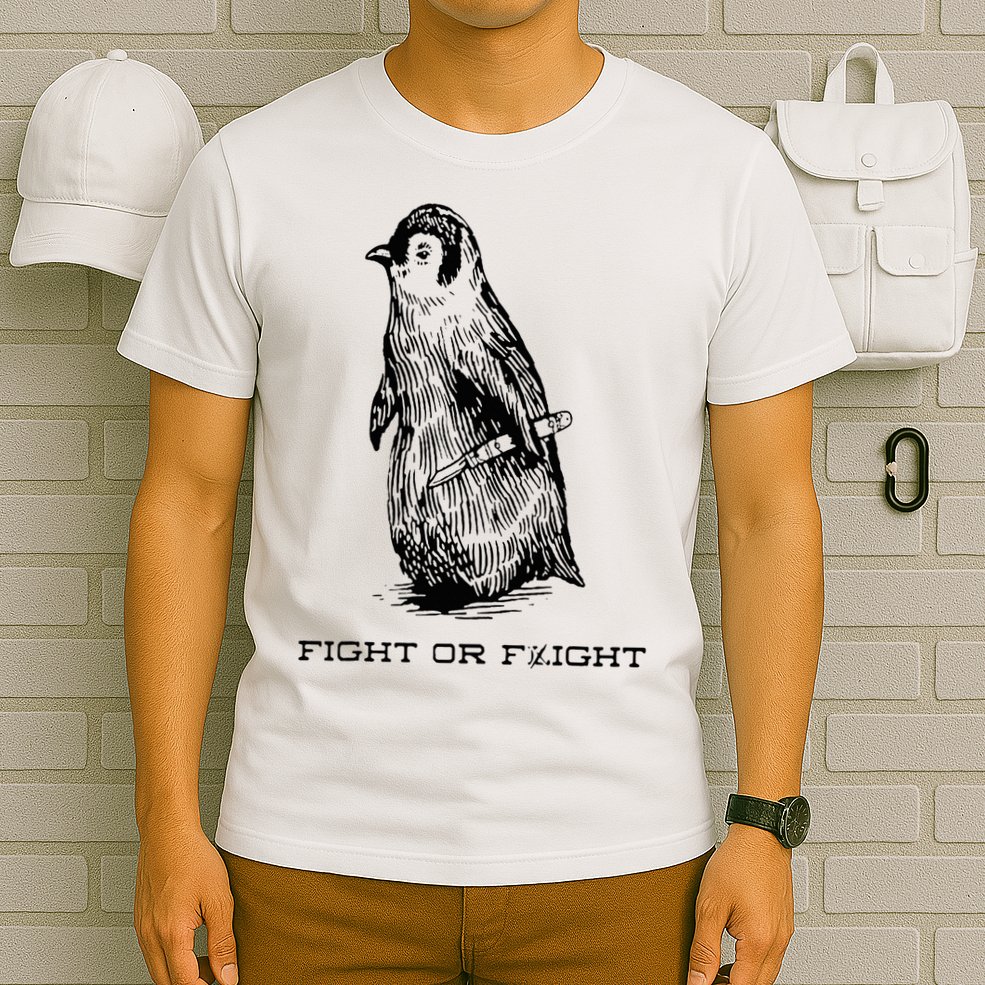 Fight or Flight Funny Penguin Pun Fight Or Flight Meme T-Shirt