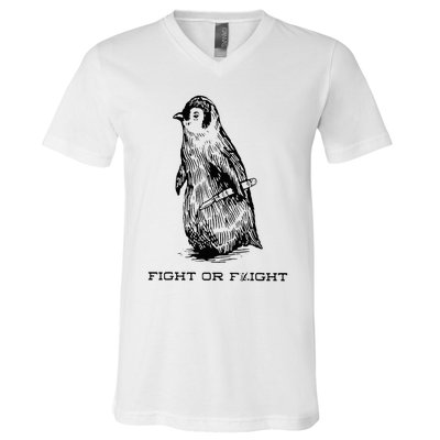 Fight or Flight Funny Penguin Pun Fight Or Flight Meme V-Neck T-Shirt