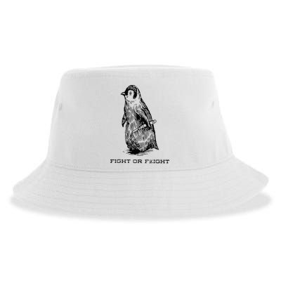 Fight or Flight Funny Penguin Pun Fight Or Flight Meme Sustainable Bucket Hat