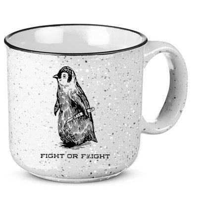 Fight or Flight Funny Penguin Pun Fight Or Flight Meme 15oz Campfire Ceramic Mug