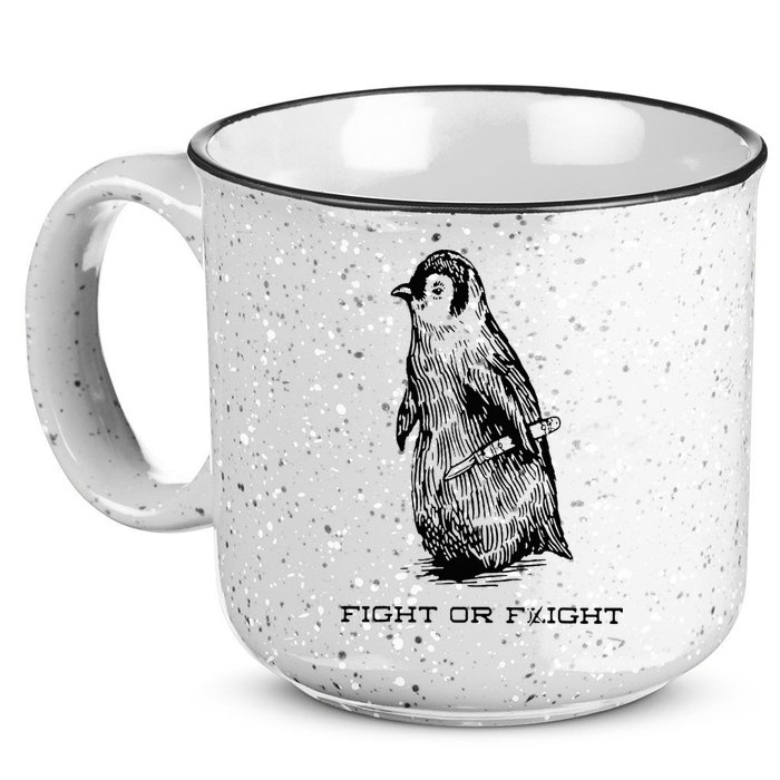 Fight or Flight Funny Penguin Pun Fight Or Flight Meme 15oz Campfire Ceramic Mug