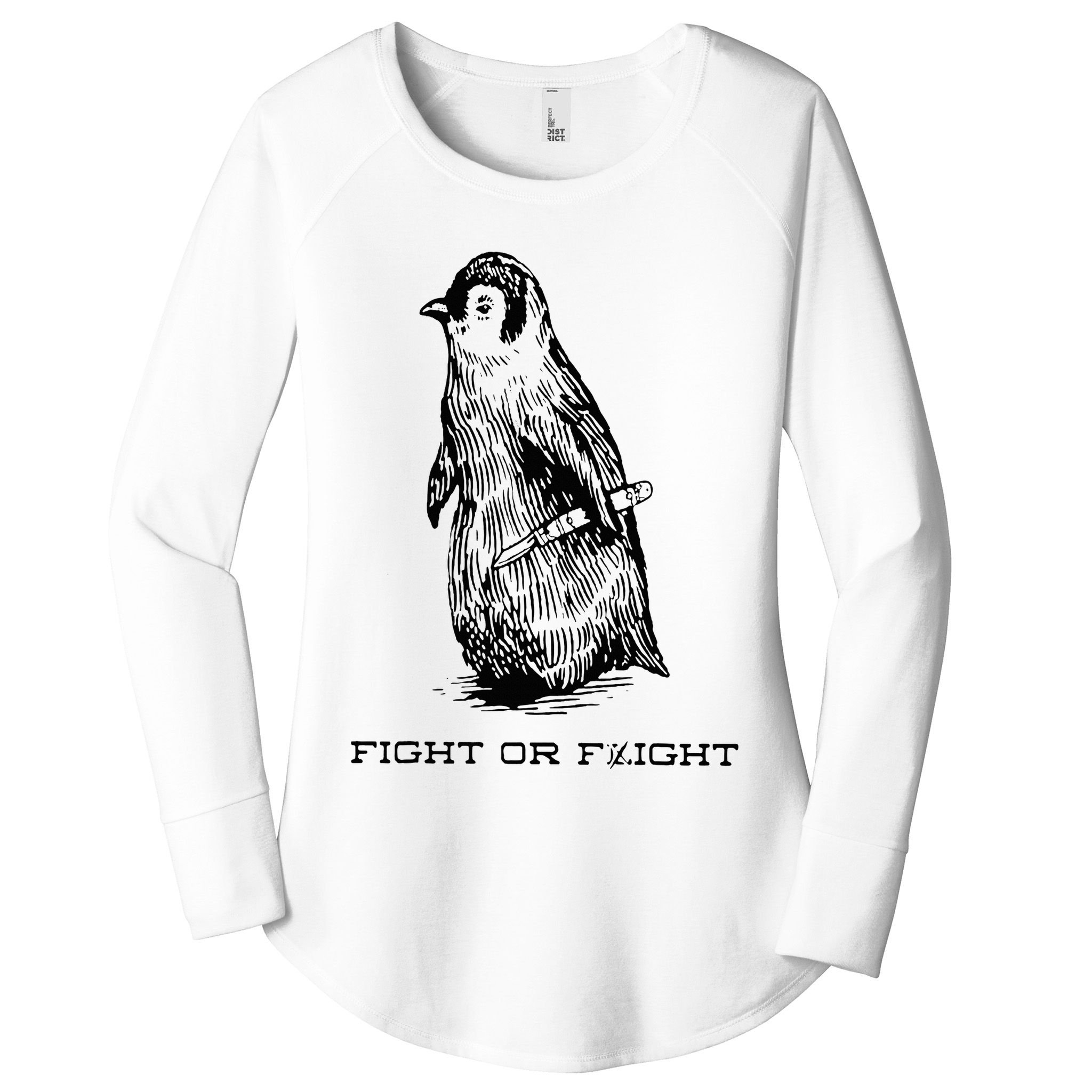 Fight or Flight Funny Penguin Pun Fight Or Flight Meme Women's Perfect Tri Tunic Long Sleeve Shirt
