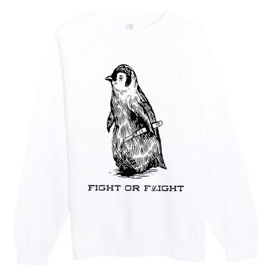 Fight or Flight Funny Penguin Pun Fight Or Flight Meme Premium Crewneck Sweatshirt