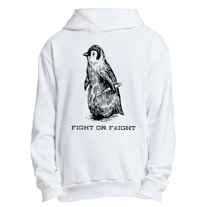 Fight or Flight Funny Penguin Pun Fight Or Flight Meme Urban Pullover Hoodie