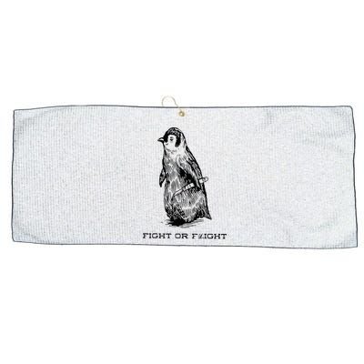 Fight or Flight Funny Penguin Pun Fight Or Flight Meme Large Microfiber Waffle Golf Towel