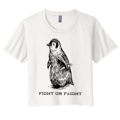 Fight or Flight Funny Penguin Pun Fight Or Flight Meme Crop Top