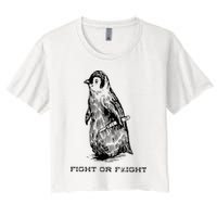Fight or Flight Funny Penguin Pun Fight Or Flight Meme Women's Crop Top Tee