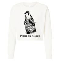 Fight or Flight Funny Penguin Pun Fight Or Flight Meme Cropped Pullover Crew