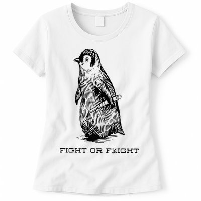 Fight or Flight Funny Penguin Pun Fight Or Flight Meme Womens T-Shirt