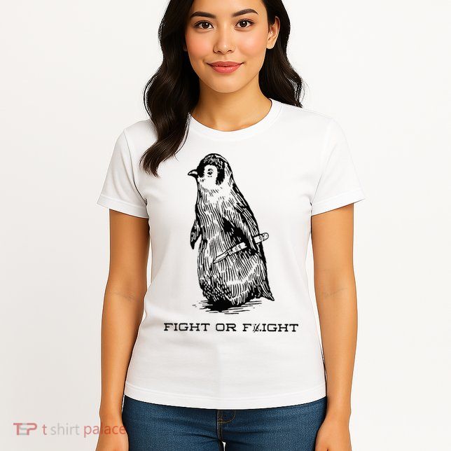 Fight or Flight Funny Penguin Pun Fight Or Flight Meme Womens T-Shirt
