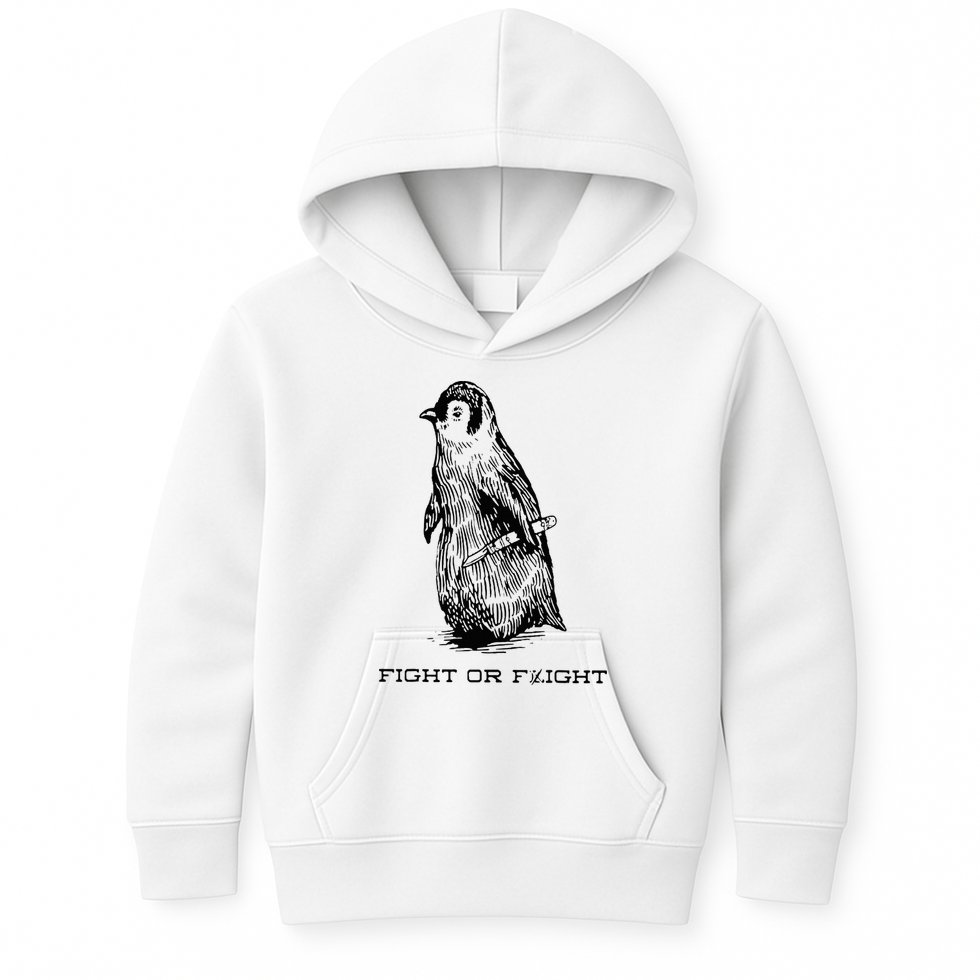 Fight or Flight Funny Penguin Pun Fight Or Flight Meme Kids Hoodie