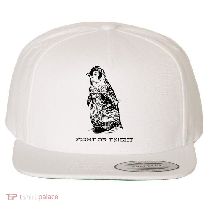 Fight or Flight Funny Penguin Pun Fight Or Flight Meme Wool Snapback Cap