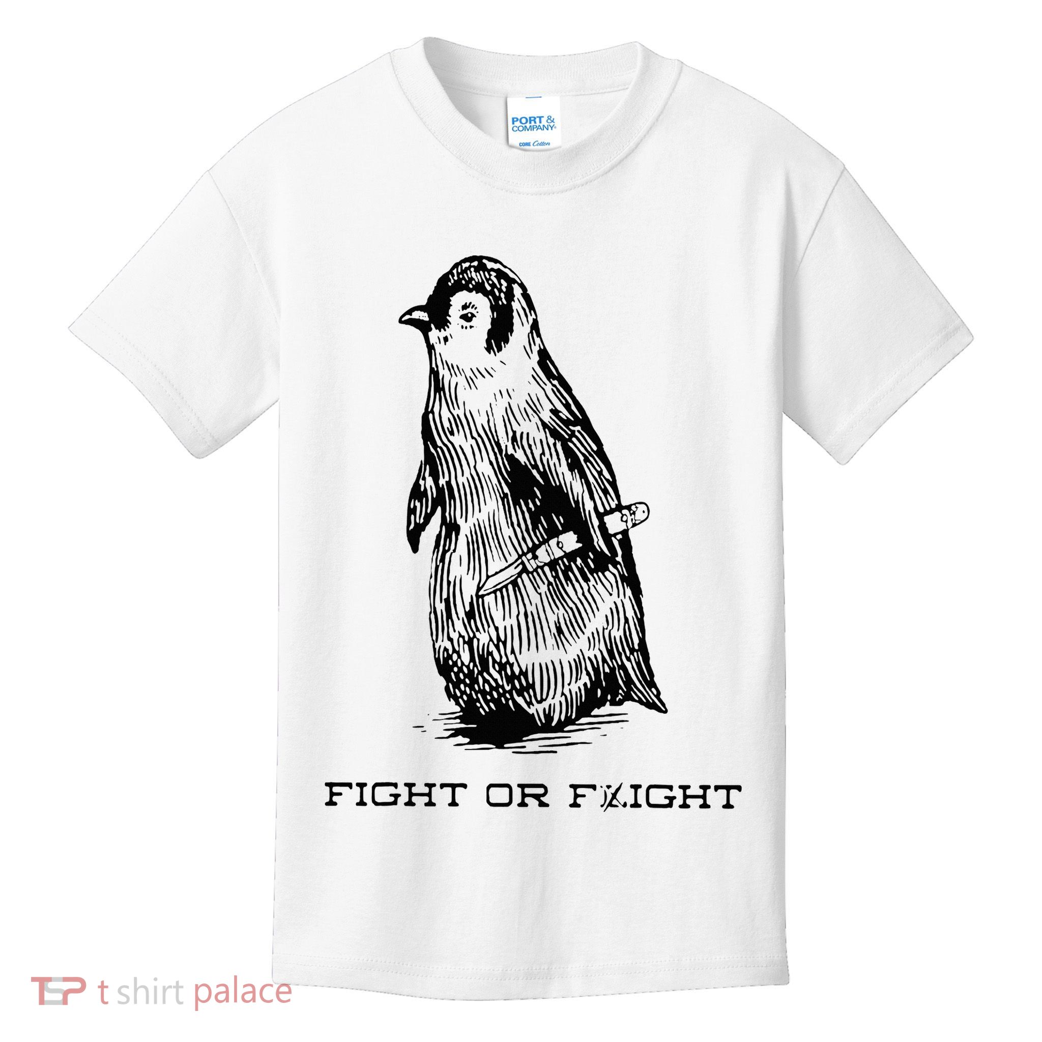 Fight or Flight Funny Penguin Pun Fight Or Flight Meme Kids T-Shirt