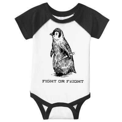 Fight or Flight Funny Penguin Pun Fight Or Flight Meme Infant Baby Jersey Bodysuit