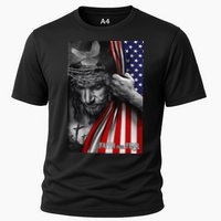 Faith Over Fear God Jesus Christian Flag Funny 4th Of July Cooling Performance Crew T-Shirt