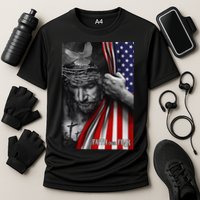 Faith Over Fear God Jesus Christian Flag Funny 4th Of July Cooling Performance Crew T-Shirt