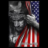 Faith Over Fear God Jesus Christian Flag Funny 4th Of July Cooling Performance Crew T-Shirt
