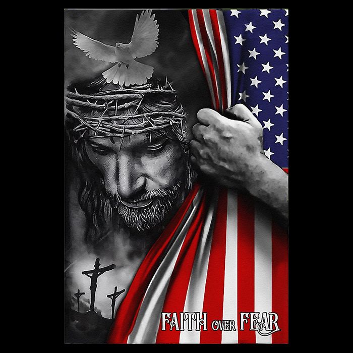 Faith Over Fear God Jesus Christian Flag Funny 4th Of July Cooling Performance Crew T-Shirt