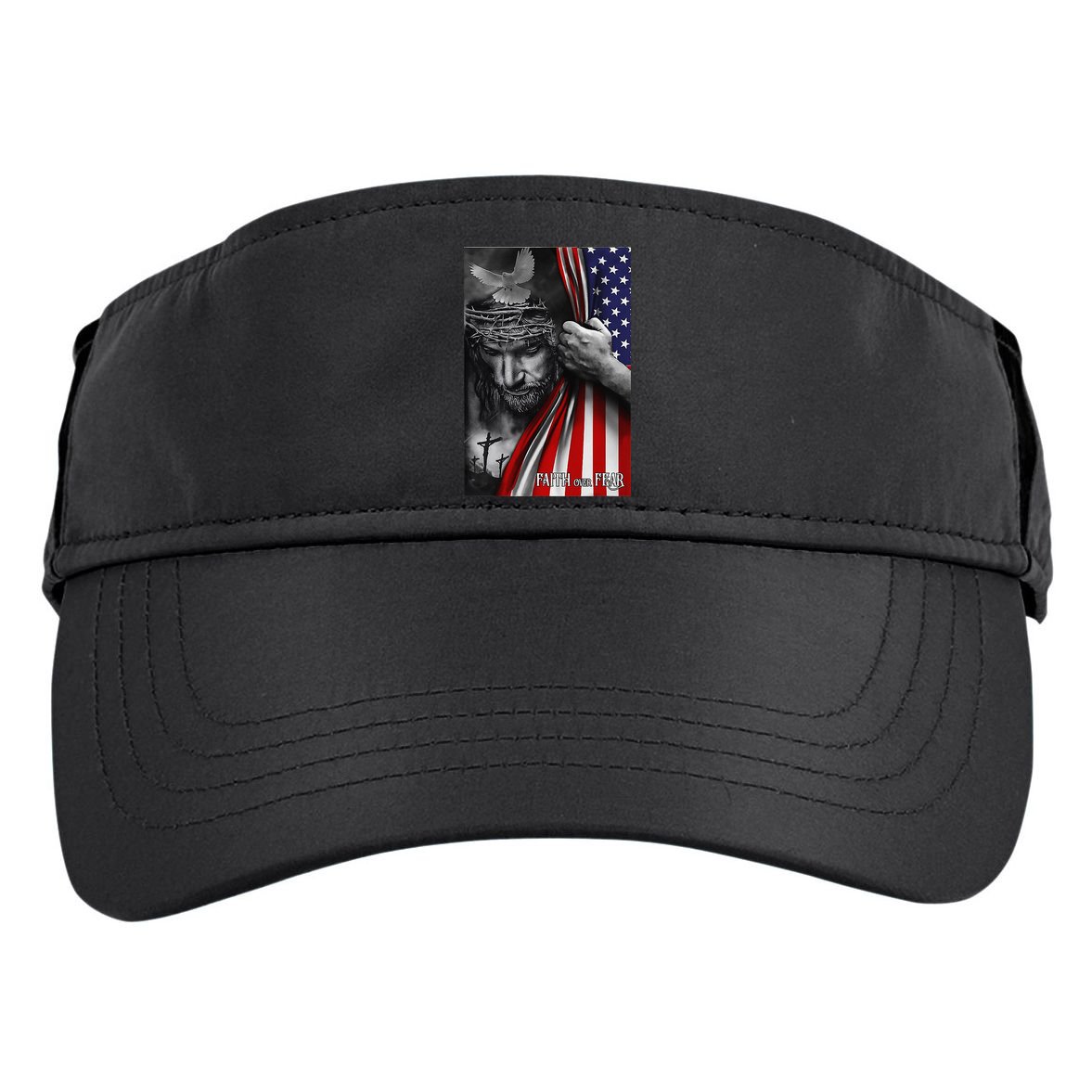 Faith Over Fear God Jesus Christian Flag Funny 4th Of July Adult Drive Performance Visor