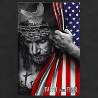 Faith Over Fear God Jesus Christian Flag Funny 4th Of July 11oz C Handle Ceramic Mug
